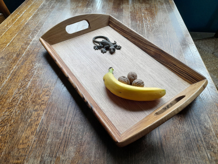 Dienblad van eikenhout en zebrano